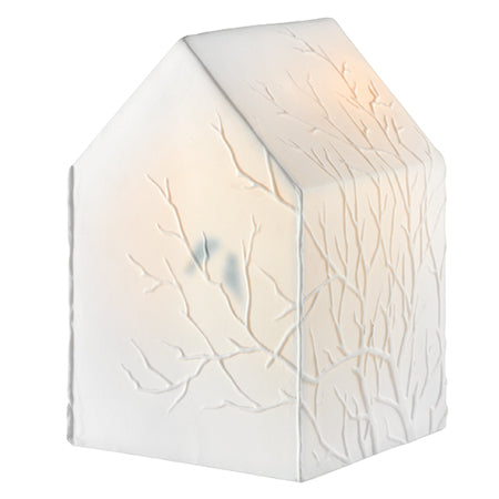 Lampada a forma di casetta con uccellini