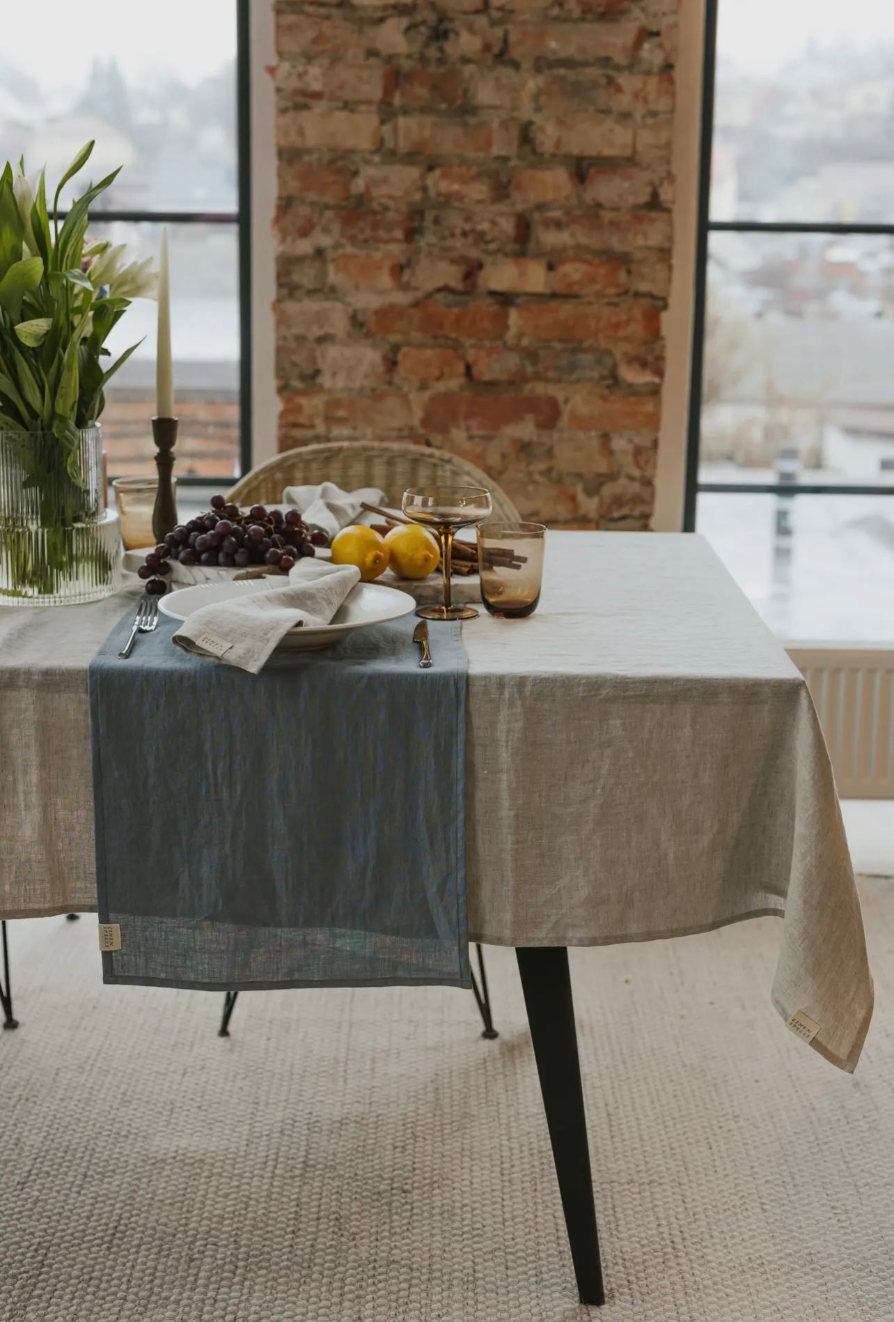 Runner 100% lino grigio scuro
