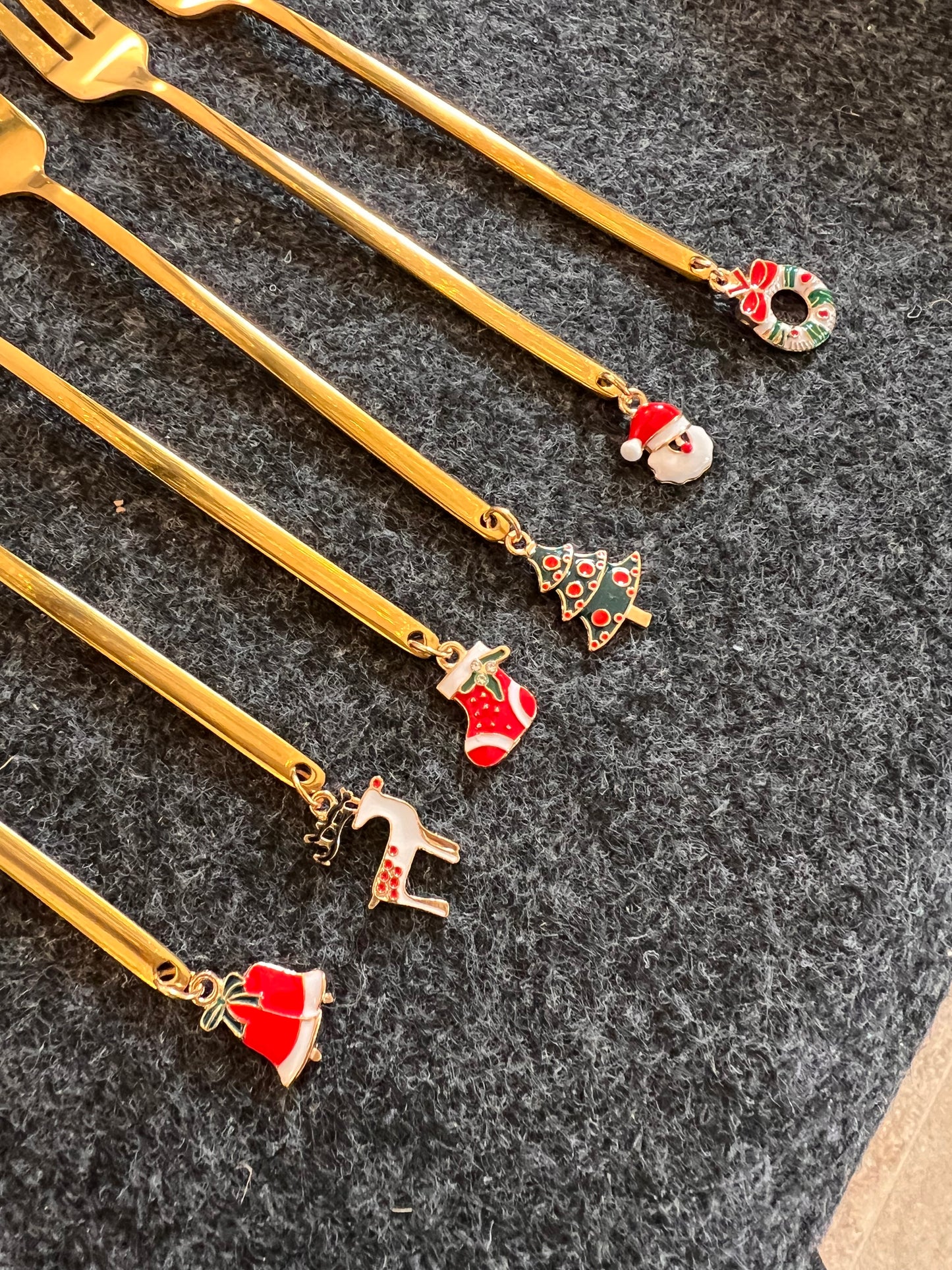 Set 6 forchettine con ciondoli natalizi