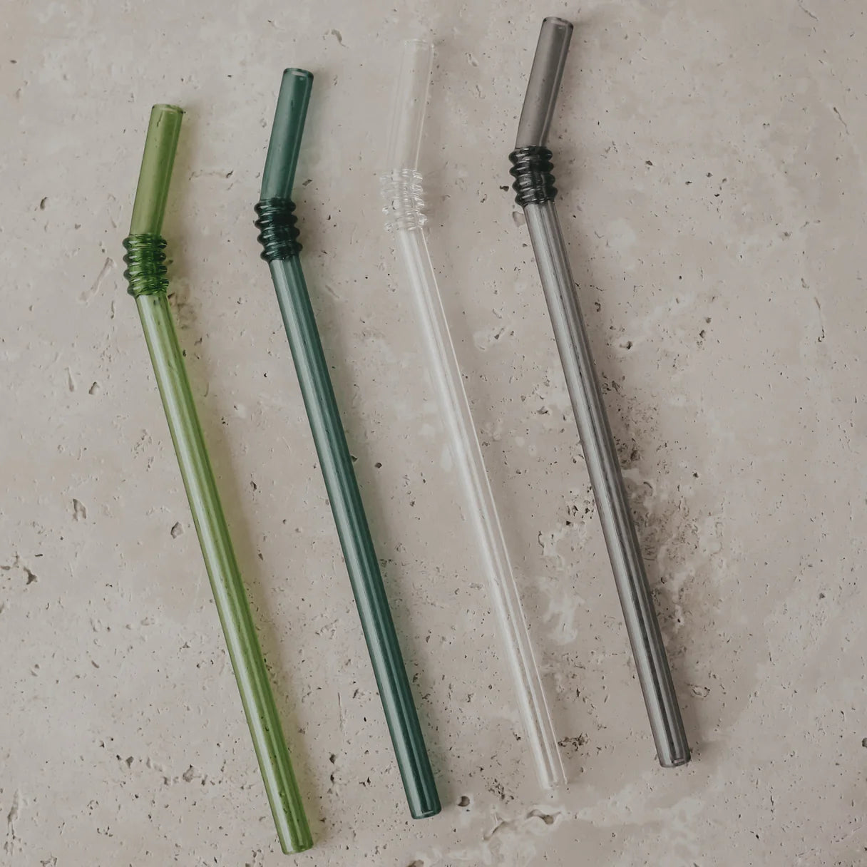 set di 4 cannucce in vetro