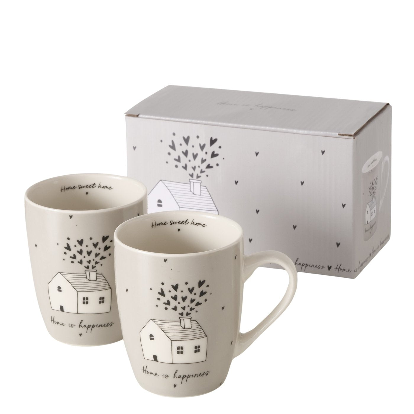 set 2 tazze da colazione "Home is Happiness"