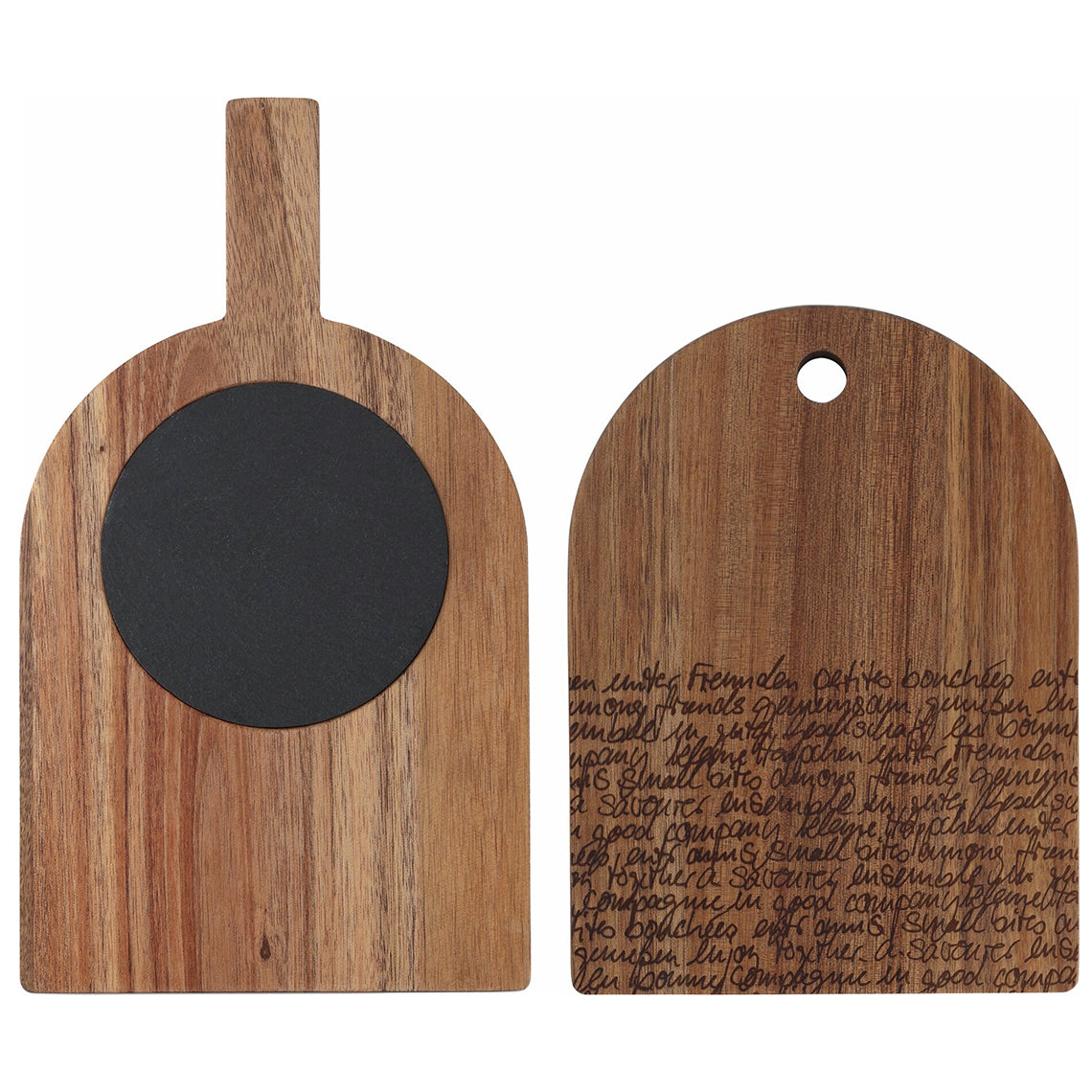 set di 2 taglieri in legno di acacia e ardesia