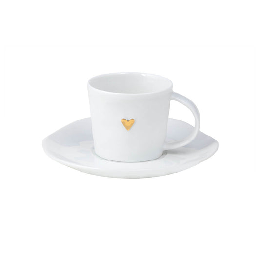 Tazzina da caffè con piattino e cuoricino dorato