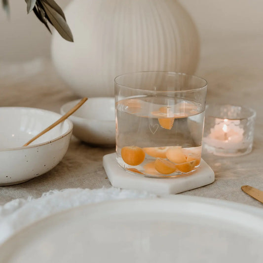 Bicchieri in vetro borosilicato con cuore bianco