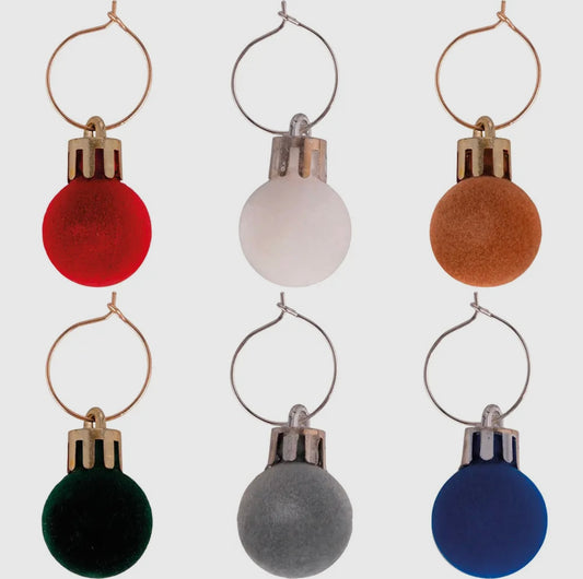 Set di 6 palline in velluto segna bicchiere