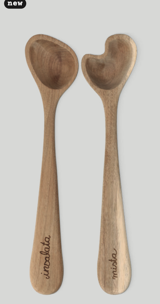 coppia di mestoli per insalata in legno di acacia