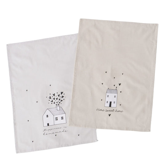 set 2 canovacci 100% cotone "Happiness is home"
