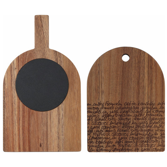 set di 2 taglieri in legno di acacia e ardesia